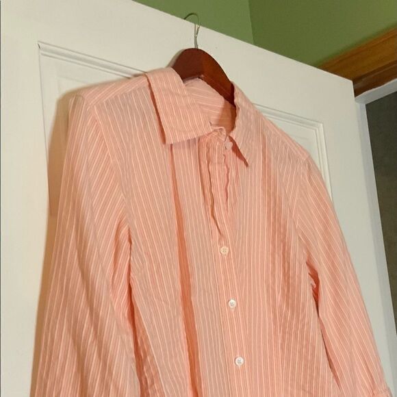 Talbots size Large cotton/Rayon blend. Light orange and white striped. EUC. - Picture 4 of 8